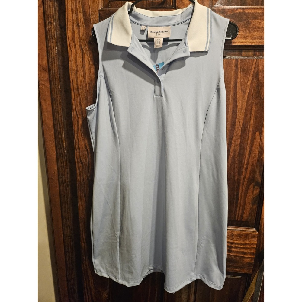 Tommy Bahama Golf Womens XL Polo Dress Baby Blue Sleeveless A-Line NEW